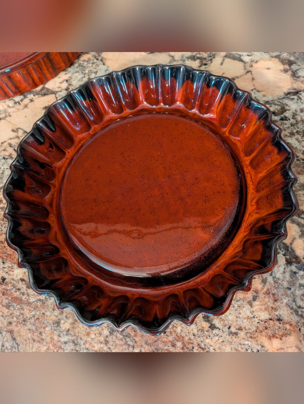VTG USA Pottery Fluted Flan Pan